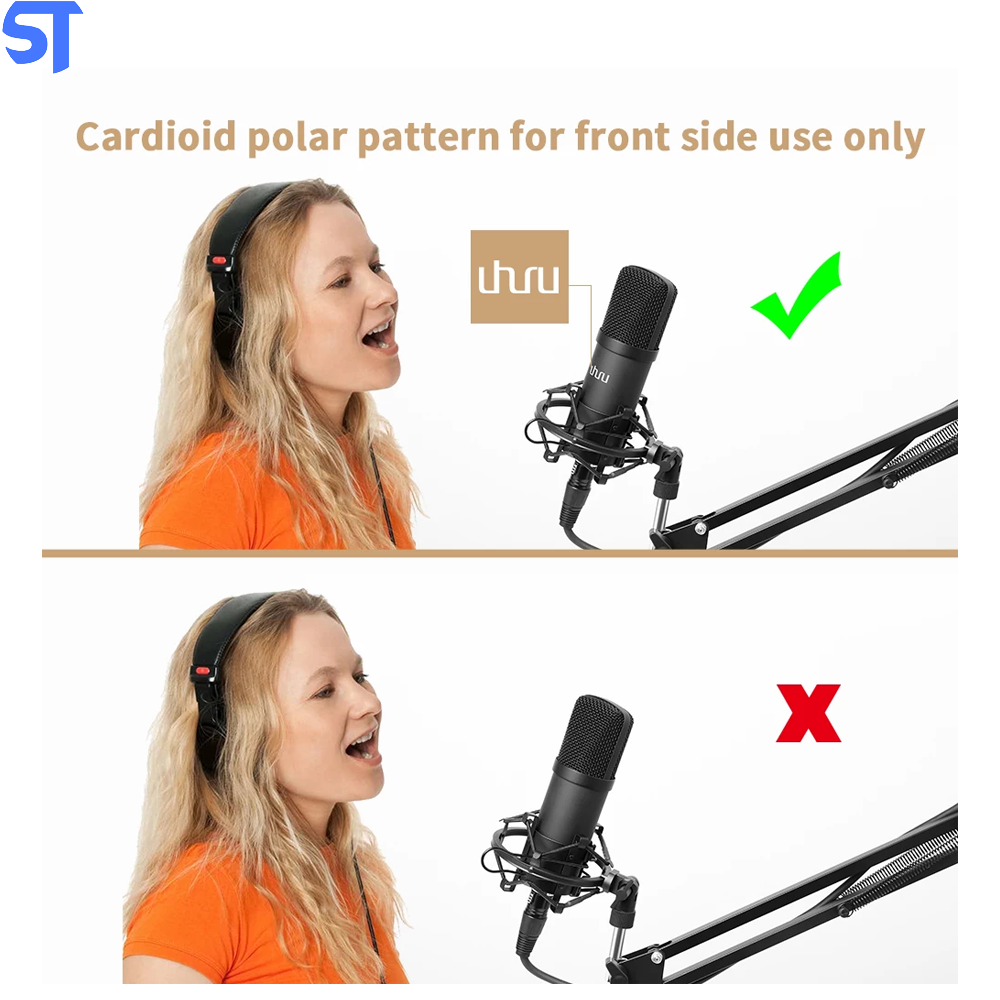 Microfone Condensador Uhuru Xlr, Profissional, Para Estúdio, Kit De Podcasts, Transmissões E Gravações De Youtube